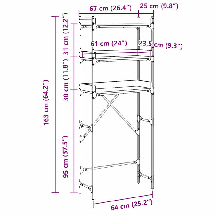 Washing Machine Shelf 67 X 25 X 163 Cm Engineered Wood Nntppo