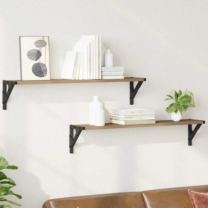 Wall Shelves With Shelf 2 Pcs Artisan Oak 80 X 15 X 15.5 Cm Nnxnpa