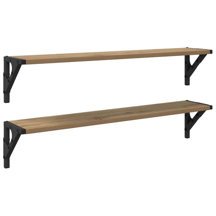 Wall Shelves With Shelf 2 Pcs Artisan Oak 80 X 15 X 15.5 Cm Nnxnpa