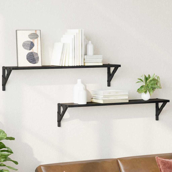 Wall Shelves 2 Pcs Black Oak 80 X 15 X 15.5 Cm Engineered Wood Nnxnpp
