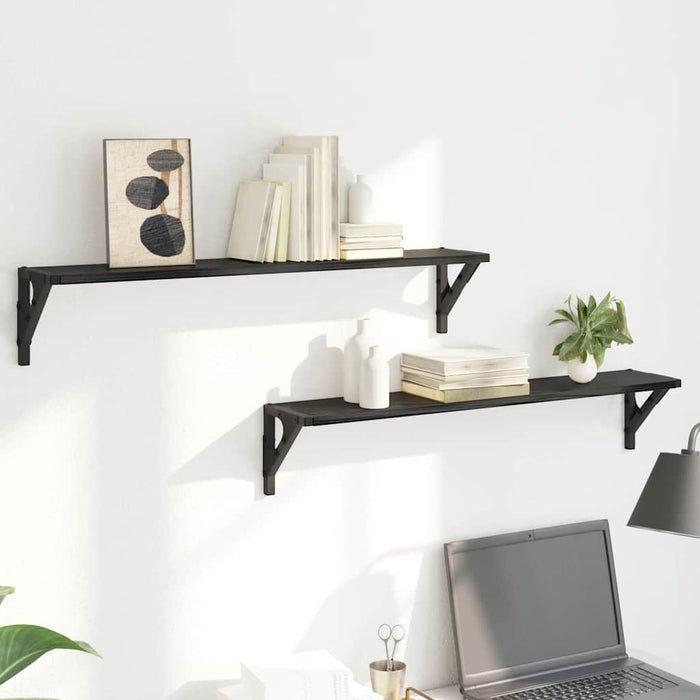 Wall Shelves 2 Pcs Black Oak 80 X 15 X 15.5 Cm Engineered Wood Nnxnpp