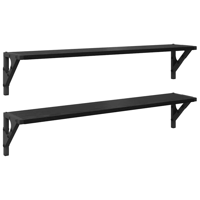 Wall Shelves 2 Pcs Black Oak 80 X 15 X 15.5 Cm Engineered Wood Nnxnpp