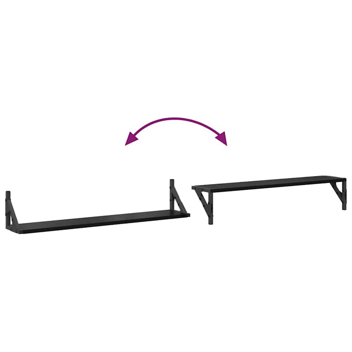 Wall Shelves 2 Pcs Black Oak 80 X 15 X 15.5 Cm Engineered Wood Nnxnpp