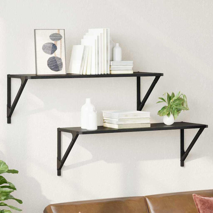 Wall Shelves 2 Pcs Black Oak 80 X 25 X 25.5 Cm Engineered Wood Nnxnlo