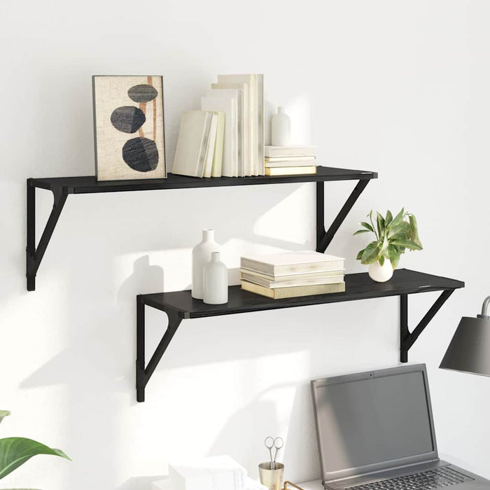 Wall Shelves 2 Pcs Black Oak 80 X 25 X 25.5 Cm Engineered Wood Nnxnlo