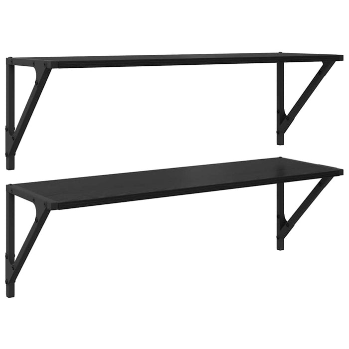 Wall Shelves 2 Pcs Black Oak 80 X 25 X 25.5 Cm Engineered Wood Nnxnlo