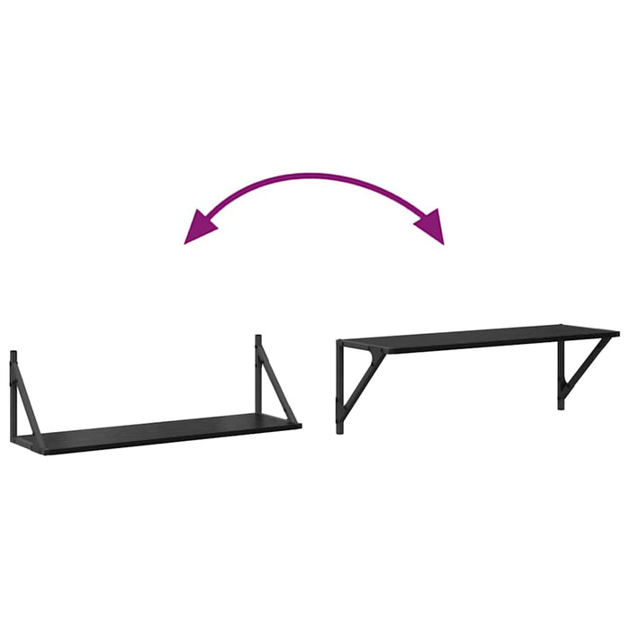 Wall Shelves 2 Pcs Black Oak 80 X 25 X 25.5 Cm Engineered Wood Nnxnlo