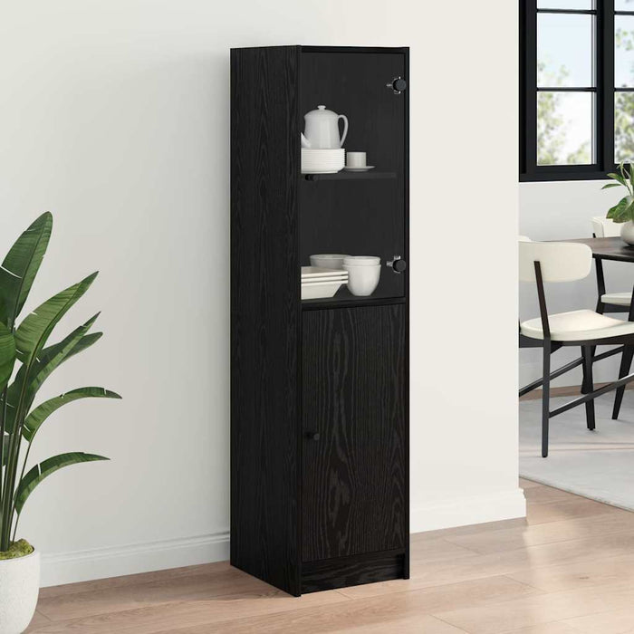Highboard Black Oak 35 X 37 X 142 Cm Engineered Wood Nnxkbl