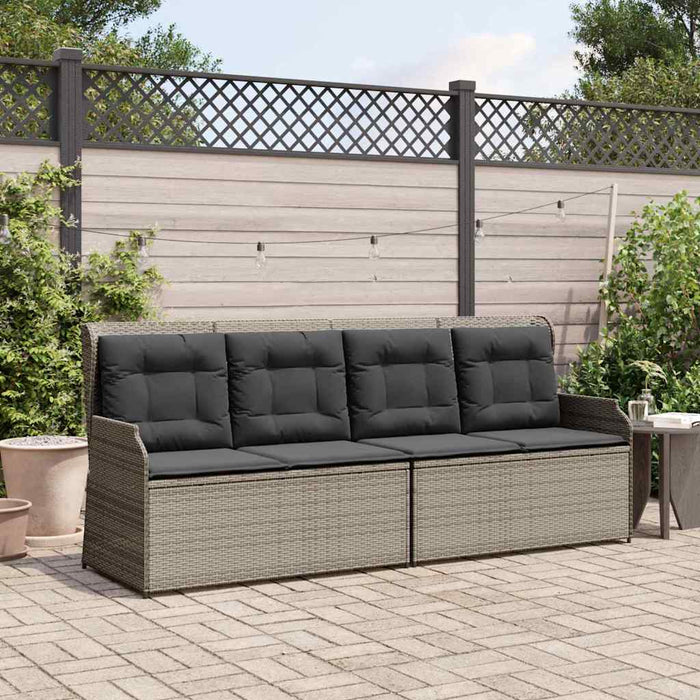 Garden Bench With Cushion Grey Poly Rattan Ttkaaax