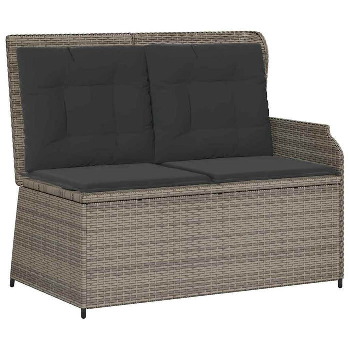 Garden Bench With Cushion Grey Poly Rattan Ttkaaax
