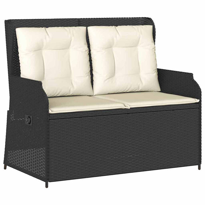 Garden Bench With Cushion Black Poly Rattan Ttkaapn