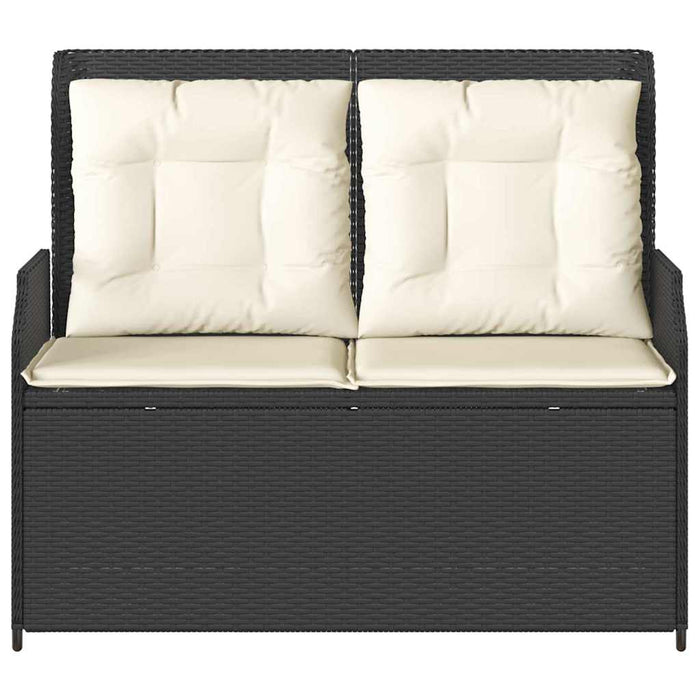 Garden Bench With Cushion Black Poly Rattan Ttkaapn
