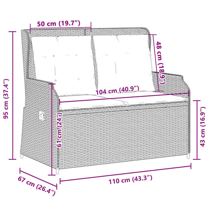 Garden Bench With Cushion Black Poly Rattan Ttkaapn
