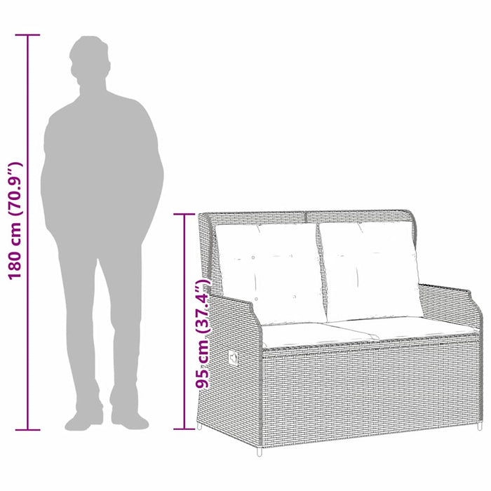 Garden Bench With Cushion Grey Poly Rattan Ttkaalb