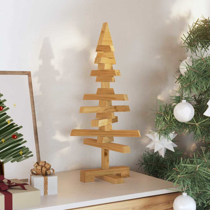 Wooden Christmas Tree With Stand Brown 60 Cm Solid Pine Wood Axbollki