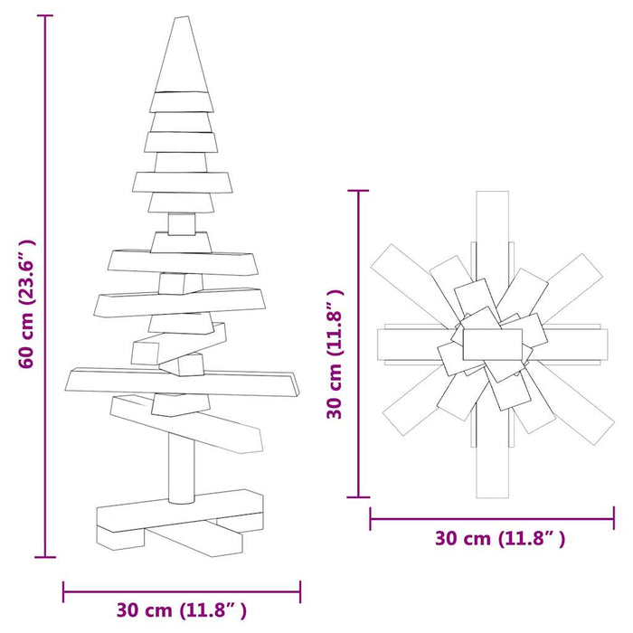 Wooden Christmas Tree With Stand Brown 60 Cm Solid Pine Wood Axbollki