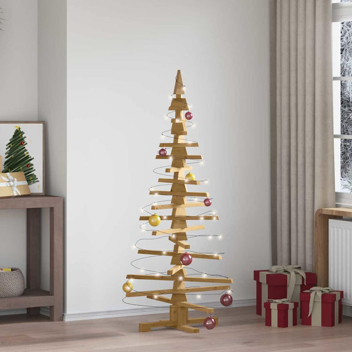 Wooden Christmas Tree With Stand Brown 150 Cm Solid Pine Wood Axbolibb