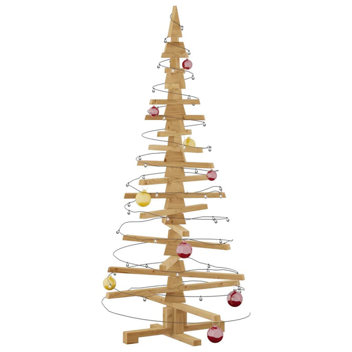 Wooden Christmas Tree With Stand Brown 150 Cm Solid Pine Wood Axbolibb