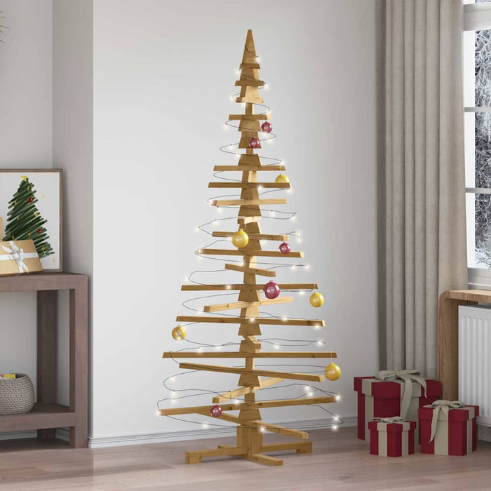 Wooden Christmas Tree With Stand Brown 180 Cm Solid Pine Wood Axbolibo