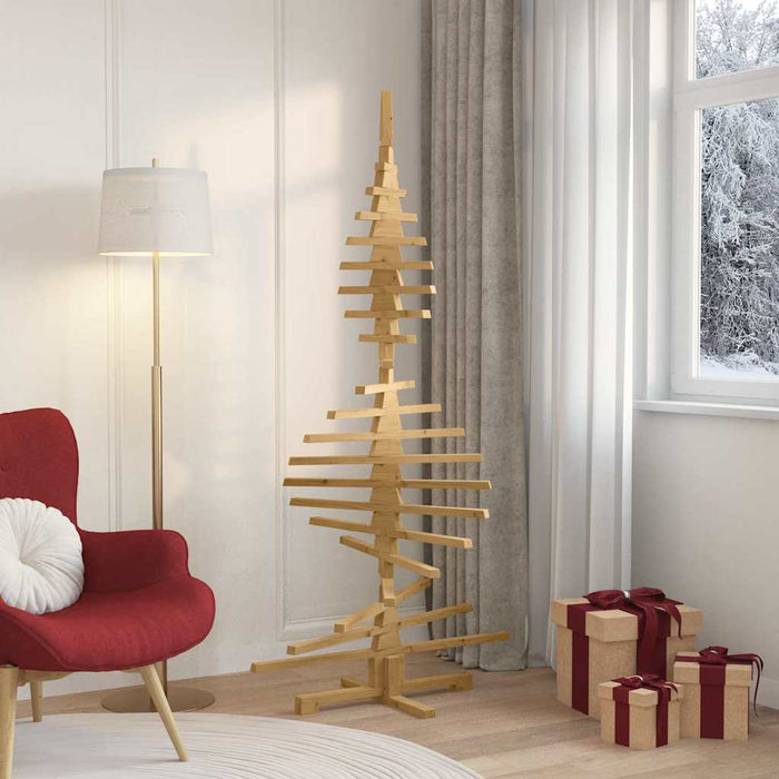 Wooden Christmas Tree With Stand Brown 180 Cm Solid Pine Wood Axbolibo