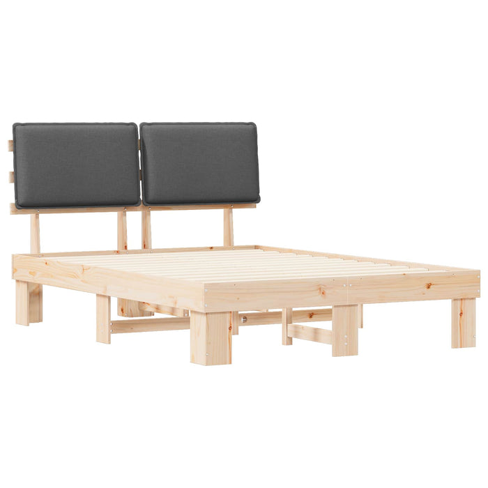 Queen Size Bed Frame With Upholstered Headboard Dark Grey 150 X 200 Cm Niixib