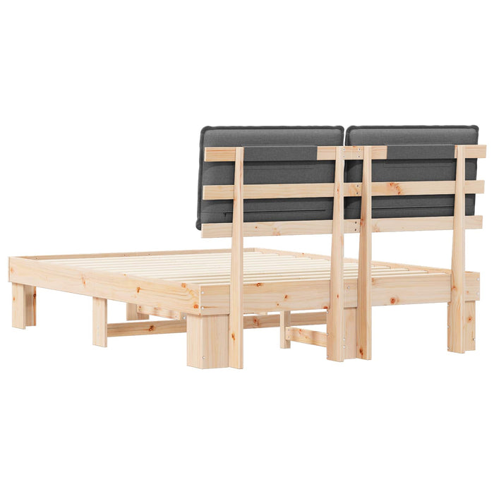 Queen Size Bed Frame With Upholstered Headboard Dark Grey 150 X 200 Cm Niixib