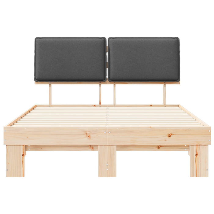 Queen Size Bed Frame With Upholstered Headboard Dark Grey 150 X 200 Cm Niixib