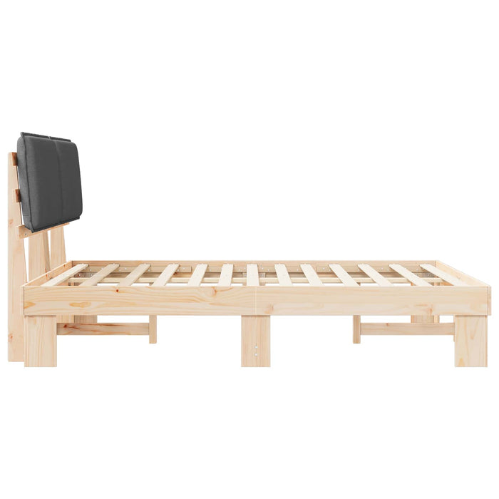 Queen Size Bed Frame With Upholstered Headboard Dark Grey 150 X 200 Cm Niixib