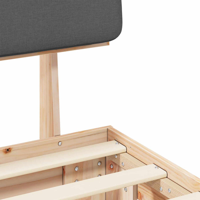 Queen Size Bed Frame With Upholstered Headboard Dark Grey 150 X 200 Cm Niitab