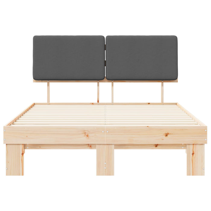 Queen Size Bed Frame With Upholstered Headboard Dark Grey 150 X 200 Cm Niitab