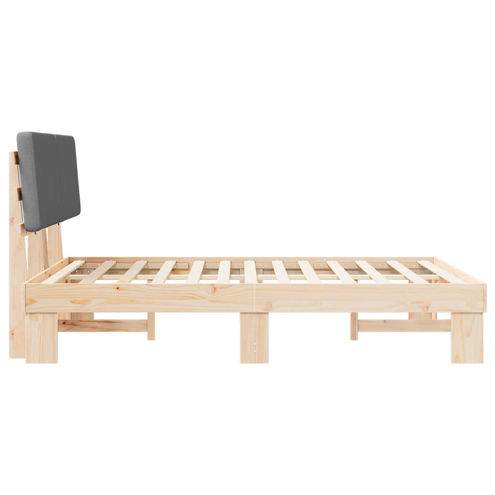 Queen Size Bed Frame With Upholstered Headboard Dark Grey 150 X 200 Cm Niitab