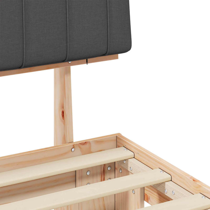 Queen Size Bed Frame With Upholstered Headboard Dark Grey 150 X 200 Cm Niianb