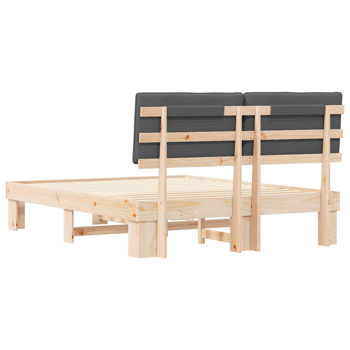 Queen Size Bed Frame With Upholstered Headboard Dark Grey 150 X 200 Cm Niianb