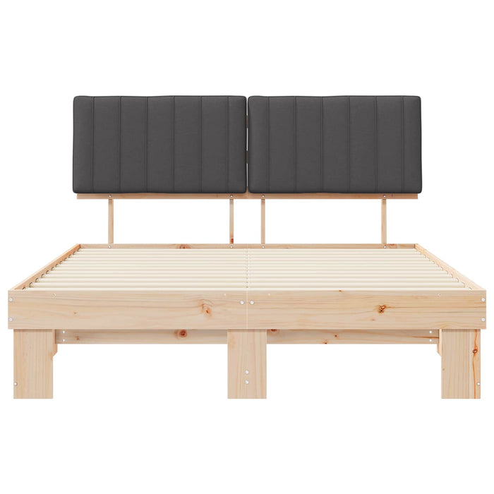 Queen Size Bed Frame With Upholstered Headboard Dark Grey 150 X 200 Cm Niianb