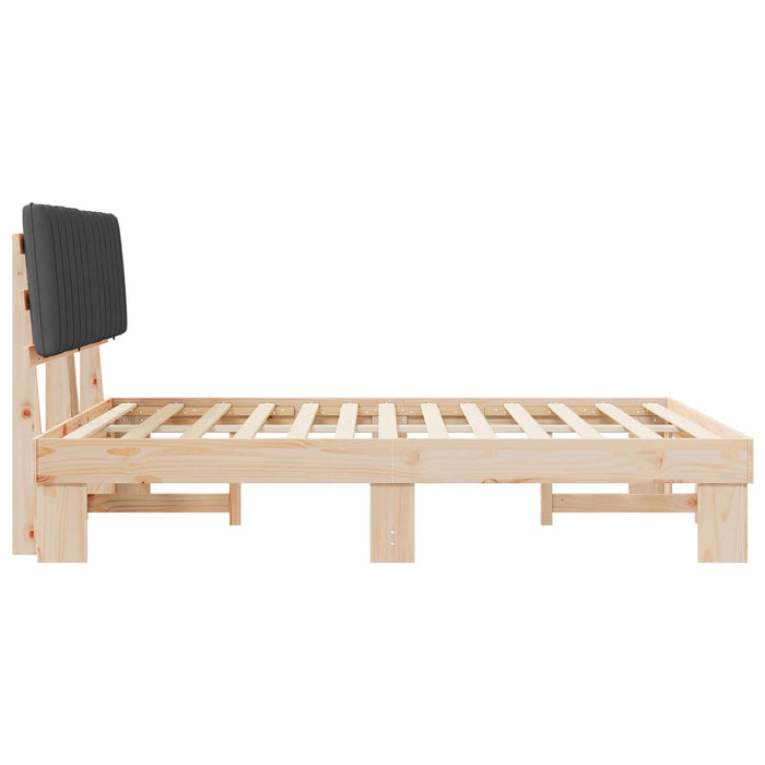 Queen Size Bed Frame With Upholstered Headboard Dark Grey 150 X 200 Cm Niianb