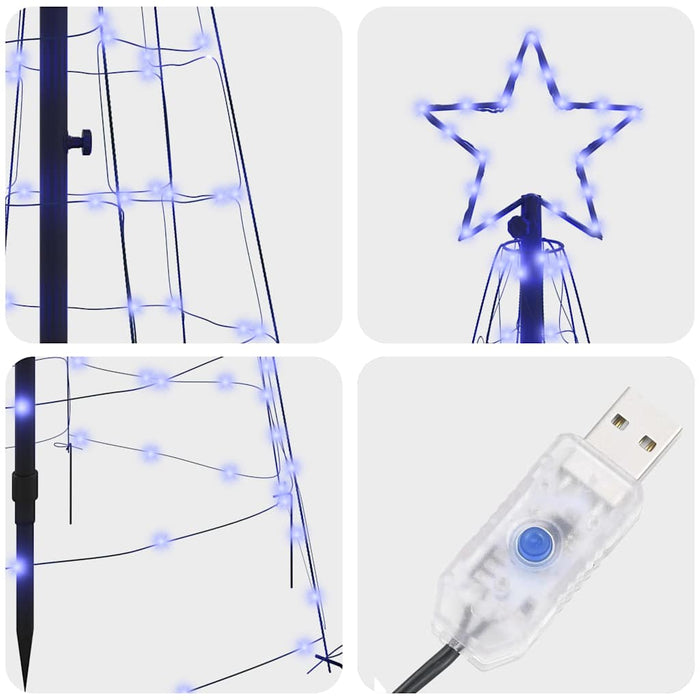 Led Christmas Tree With 390 Leds Blue 250 Cm Iron Axboklbk