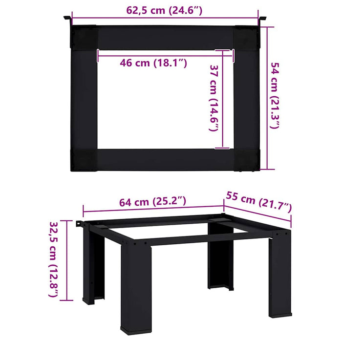 Washing Machine Pedestal Black 64 X 55 X 32.5 Cm Steel Axbxxbtt