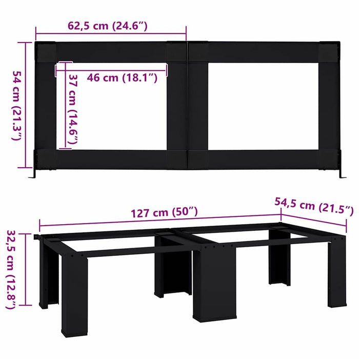 Washing Machine Pedestal 2 Pcs Black 64 X 55 X 32.5 Cm Steel Axbxxbta