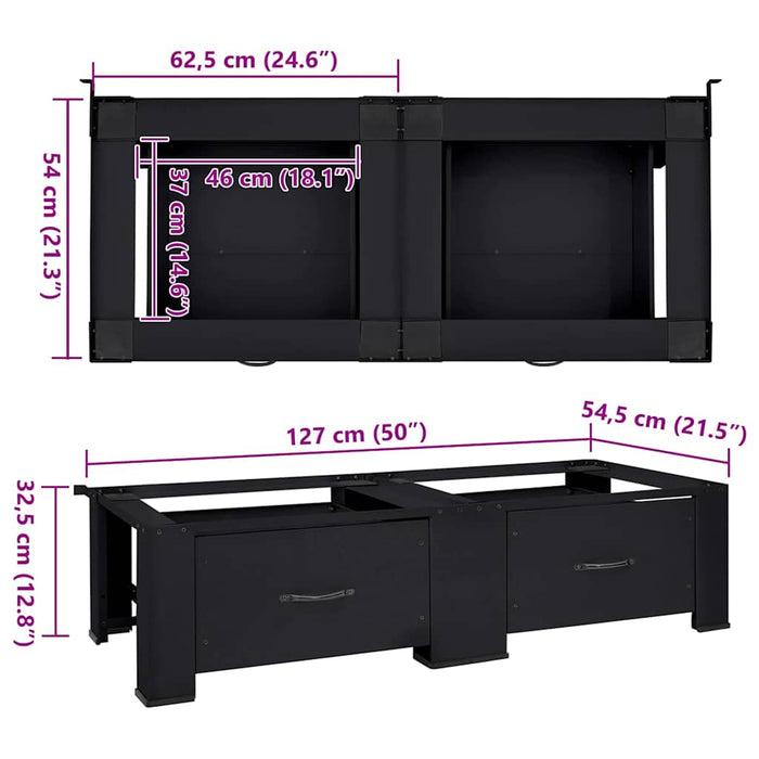 Washing Machine Pedestal 2 Pcs Black 64 X 55 X 32.5 Cm Steel Axbxxbtl