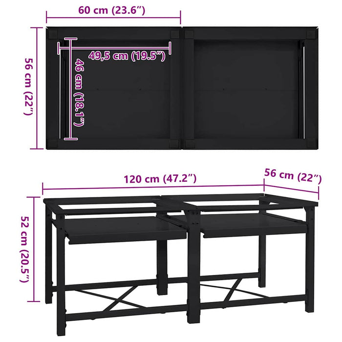 Washing Machine Pedestal 2 Pcs Black 64 X 55 X 32.5 Cm Steel Axbxxbtn