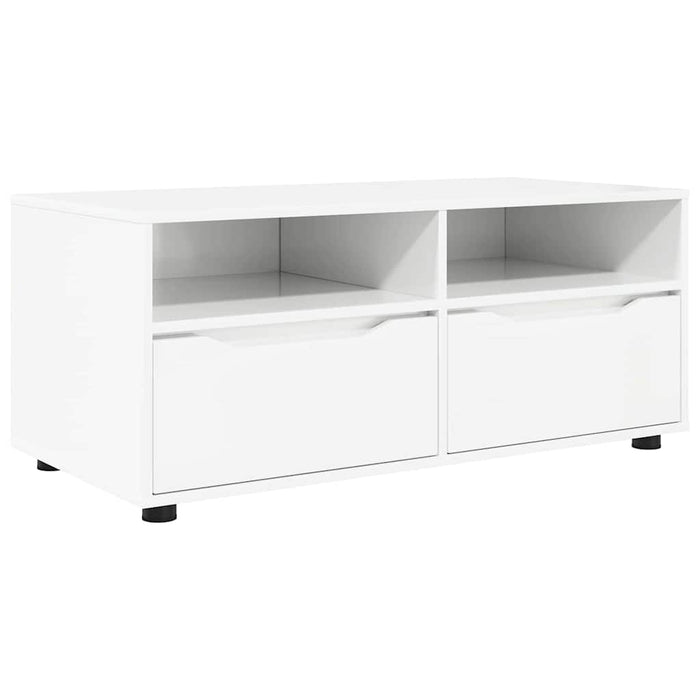 Tv Cabinet Glossy Look White 100 X 48 X 43 Cm Engineered Wood Nnnkto