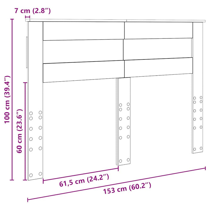 Queen Size Headboard With Headboard Sonoma Oak 150 Cm Engineered Wood Nnnobt