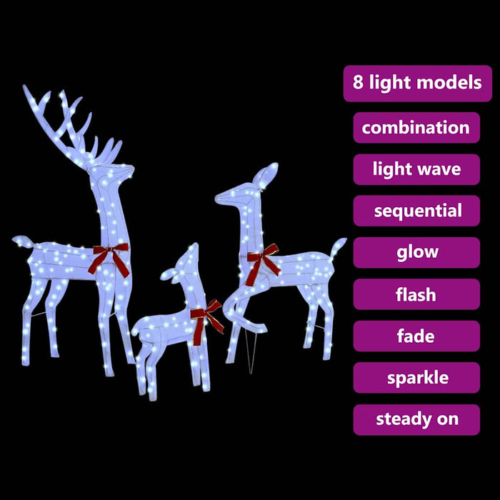 Reindeer Family 3 Pcs Cold White 68 X 26 X 127 Cm Fabric Axbokbpt