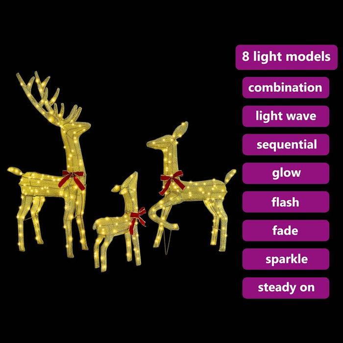 Reindeer Family 3 Pcs Warm White 68 X 26 X 127 Cm Fabric Axbokbpa