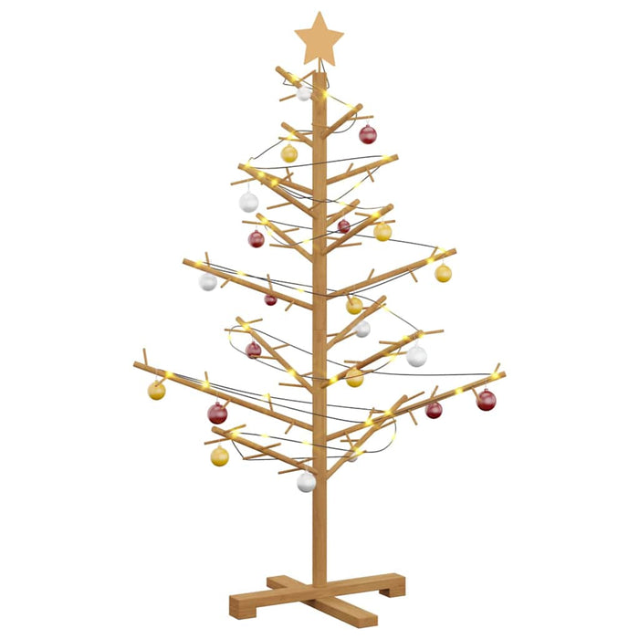 Wooden Christmas Tree With Stand Brown 125 Cm Solid Pine Wood Axbonblb