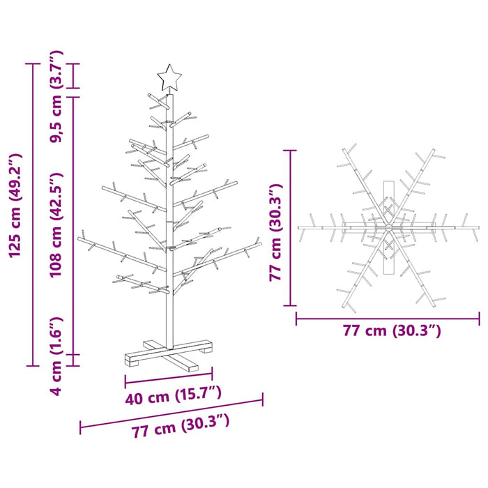 Wooden Christmas Tree With Stand Brown 125 Cm Solid Pine Wood Axbonblb