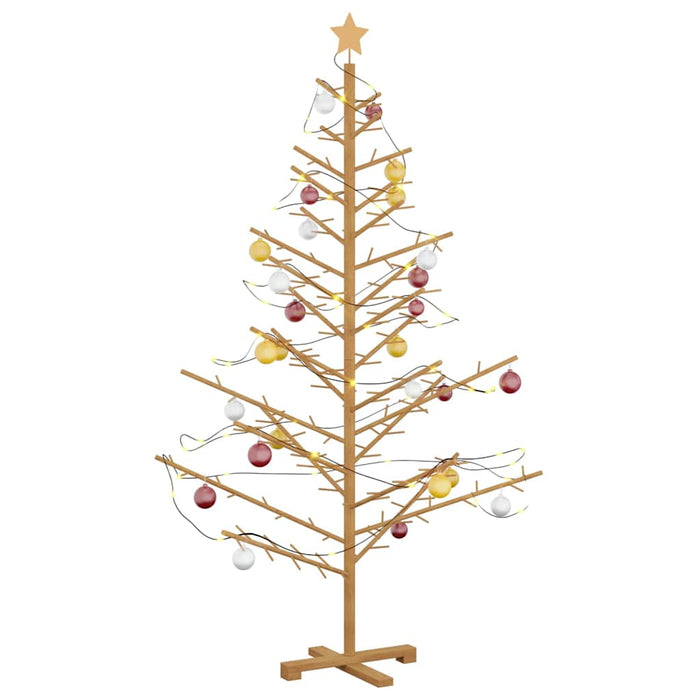 Wooden Christmas Tree With Stand Brown 180 Cm Solid Pine Wood Axbonblx