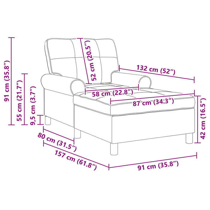 Lounge Chair With Cushion Black 91 X 157 X 91 Cm Antique Pu Axbxxkoi