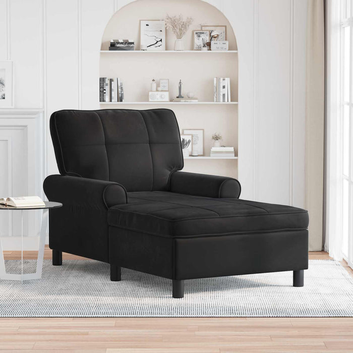 Lounge Chair With Cushion Black 91 X 157 X 91 Cm Velvet Axbxxkxi