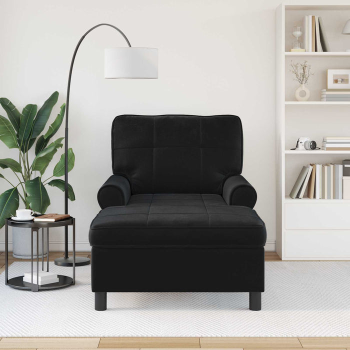 Lounge Chair With Cushion Black 91 X 157 X 91 Cm Velvet Axbxxkxi